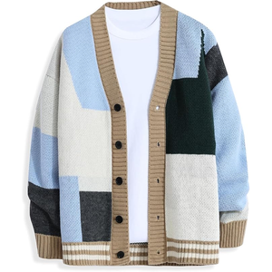 Premium Quality Trendy Streetwear Youth Men Warm Thickened <b>Chenille</b> Color Block Knitted Sweater Jumper for Winter Daily - Product Image 1