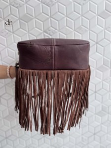 High Quality Fringe Handbag Hand <b>Tooled</b> Carving <b>Leather</b> Bag Gypsy Boho Checkers Handmade Real <b>Leather</b> Western Multi Uses Bag - Product Image 5