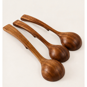 Ensemble d'ustensiles de cuisine en bois, louche à soupe à long manche, ensemble de cuillères en bois de style japonais pour la cuisine, le restaurant et le service - Product Image 3