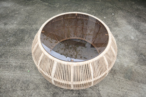 Conjunto de Sofá de Ratán Sintético para Exteriores con Cojines Gris Claro y Mesa de Centro Redonda para Patio, Jardín y Terraza - Product Image 3