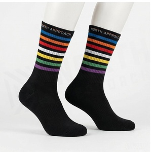 Crew <b>Socks</b> Geometric Pattern Blue Breathable <b>Running</b> <b>Socks</b> for Adults Spring Season - Product Image 3