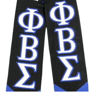 Écharpe Phi Beta Sigma noire et bleu roi avec lettres grecques tricotées, vêtement de fraternité 1914, écharpe élégante et chaude pour l'hiver - Product Image 3