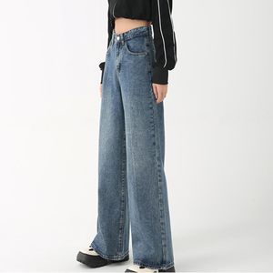 2025กางเกงยีนส์ขาตรงเอวสูงขากว้างสำหรับผู้หญิงระบายอากาศได้แบบเล็กๆกางเกงทรงหลวมสไตล์ Y2K - Product Image 4