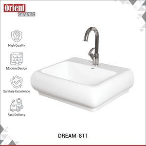Nuevo Producto en Stock, Lavabo de Cerámica Blanca de Primera Calidad, Diseño Moderno Rectangular, Lavabo de Sobremesa - Product Image 2