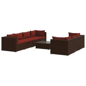 Set salotto da 8 pezzi in Poly Rattan marrone con cuscini mobili da esterno - Product Image 2