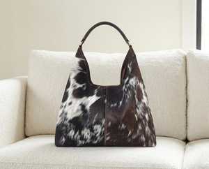 Bolso Tote de Cuero Vacuno Hecho a Mano de Primera Calidad, Diseño en Blanco y Negro, Duradero, Casual, para Viajes y Uso Diario - Product Image 3