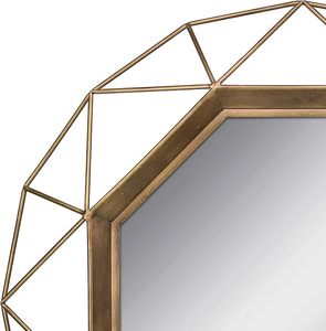 Decorative Antique <b>Gold</b> Geometric Metal Wire Frame Hanging Wall <b>Mirror</b> Round Wall Mounted Vanity Accent <b>Mirror</b> for Living Room - Product Image 3
