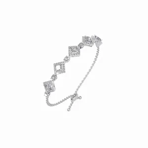 Bracelet et jonc ajustables en or pour femme, sertis de diamants taille princesse et taille rond, certifiés cultivés en laboratoire - Product Image 3