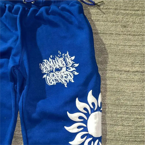 Pantalones de chándal de forro polar unisex al por mayor, estilo urbano, con gráficos personalizados, corte acampanado, holgados, para hombre - Product Image 2