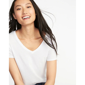Camiseta de algodón con cuello redondo para mujer, color sólido, corte holgado, informal, manga corta, para primavera y verano - Product Image 1
