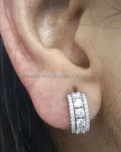 925 <b>Silver</b> Round Cut Moissanite Vintage Bezel Set <b>Drop</b> <b>Earrings</b> for Women 14K Yellow Gold White Gold & Rose Gold Plated - Product Image 1