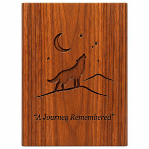 Wooden <b>Memorial</b> Keepsake <b>Box</b> Wolf Moon Star Engraved Ash Holder Remembrance Gift for Funeral Service - Product Image 1