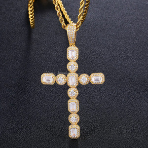 Venta al por mayor de alta calidad 925 de plata esterlina de los hombres Hiphop fiesta collar 7,4 cm colgante 60cm cadena oro Moissanite colgantes encantos - Product Image 4