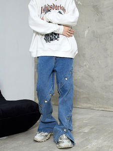 Pantalones Vaqueros de Algodón de Alta Calidad para Hombre, Pantalones Holgados de Moda Personalizados para Hombre, Estilo Baggy, Venta al por Mayor OEM - Product Image 4