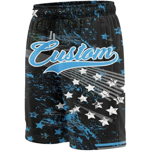Shorts de basketball pour hommes, bicolores, respirants, en mesh, avec cordon de serrage, design sportif à empiècements, rose et bleu - Product Image 4