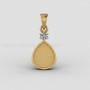 High Quality 925 Sterling Silver 14K Gold Plated 10x12mm Pear Blank Bezel Charm Pendant CZ Accent Keepsake DIY Resin Jewelry - Product Image 3