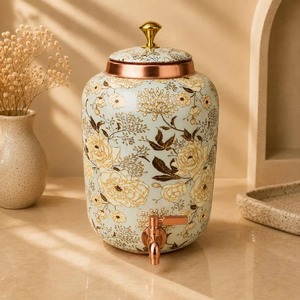 Dispensador de Agua Oriental de Cobre con Grifo y Tapa, Juego de Recipientes de Gran Capacidad para Uso Doméstico - Product Image 3