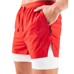 2026 Fitness Wear 2 in 1 Shorts Best Selling Men Gym Short Elastic Waist <b>Mid</b> Solid Custom Logo for Online Sale - Product Image 4