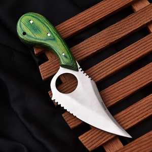 Wood Handle Drop Point Skinner Knife High Carbon Steel Blade Black Leather Sheath With Brass Emblem - Product Image 4