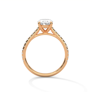 แหวนหมั้นเพชรทรงรีเจียระไนแบบกลม  ทองคำขาว 14K  เพชรเพาะเลี้ยงคุณภาพ EF VVS  รับรองโดย IGI  แหวนแต่งงาน 22 เม็ด ขนาด 1.30 มม. - Product Image 6