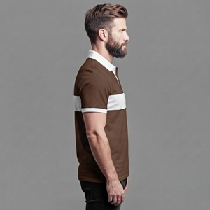 Polo homme tendance été, vêtement décontracté, 100% coton, manches courtes, séchage rapide, logo imprimé par transfert thermique bicolore personnalisé. - Product Image 5