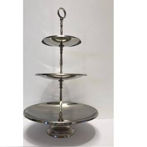 Classic Style Top Trending Cake Stand With Shiny Polished 3 Tier Metal Cake Stand Handcrafted Wedding Decorating Cake Holder - Product Image 2