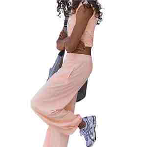 Conjunto de 2 Piezas para Mujer, Diseño Moderno, Algodón con Spandex, Top Corto sin Mangas, Pantalones Holgados Tipo Harem, Tejido de Punto, Color Sólido, Ropa Casual de Verano - Product Image 3