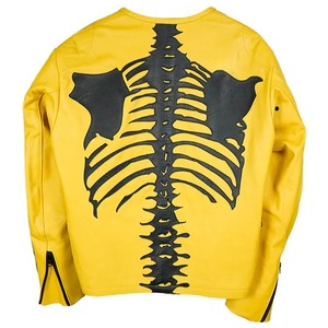 Blouson de moto en cuir jaune Vanson avec fermeture éclair, style motard pour homme, vêtement d'automne coupe-vent et écologique - Product Image 2