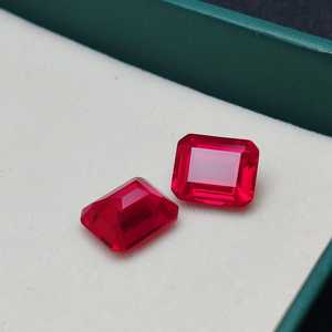 พลอยทับทิมสังเคราะห์สีแดงสดทรงเหลี่ยมมรกต สำหรับเครื่องประดับชั้นดี - Product Image 6