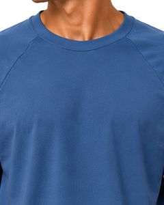 T-shirt bleu pour homme, manches courtes, col rond, uni, décontracté, streetwear, logo personnalisé, coupe ample, mode, doux, premium, été - Product Image 5