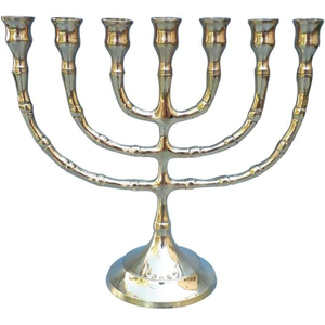 Candelabro de Metal Dorado de 7 Brazos, Personalizado OEM, Decoración Vintage para Altar de Iglesia, Menorah de Siete Brazos, Proveedor con MOQ Bajo - Product Image 1