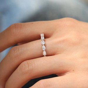 925 Sterling Silver Gold <b>Adjustable</b> Lab Grown Diamond Statement <b>Ring</b> Elegant Luxury Jewelry Brilliant Stone Setting - Product Image 4