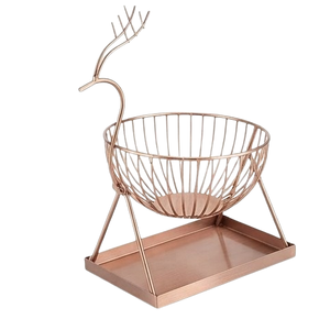 Panier de rangement en fil de cuivre en forme de cerf, décoration d'intérieur, panier en fil métallique pour fruits ou fleurs - Product Image 4
