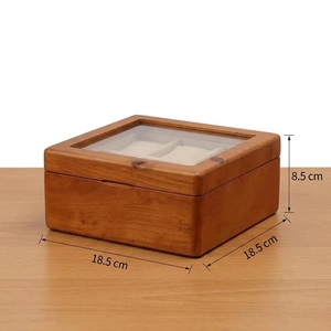 Boîte à montres en bois massif AHTE MANUEXPO, 6 montres, vitrine suspendue avec fenêtre en verre, rangement écologique, boîte à bijoux rétro pour hommes - Product Image 1