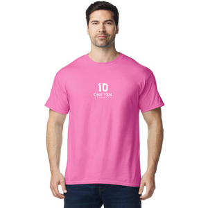 เสื้อยืดผู้ชายผ้าฝ้าย แขนสั้น คอกลม สวมใส่สบาย แฟชั่นเรียบง่าย สีอะซาเลีย - Product Image 2