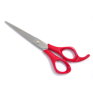 Tijeras de Barbero de Acero Inoxidable de la Más Alta Calidad con Cómodo Agarre de Plástico Rojo, Herramientas Profesionales para Cortar el Cabello en Salón - Product Image 1