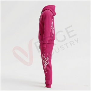 Unisex <b>Pink</b> Tracksuit Set Hooded Full Sleeve Print Design Casual Autumn Wear Breathable Regular Fit Adult <b>Sweatshirt</b> and Pants - Product Image 3
