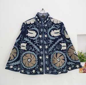 Indian Women's Reversible Embroidered <b>Jacket</b> Velvet Suzani Handmade Boho Floral Coat <b>Hippie</b> Festival Outwear Suzani Short Blazer - Product Image 4
