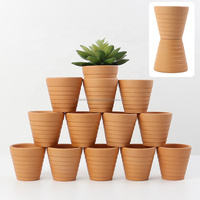 Pot Bunga Sukulen Ramah Lingkungan Warna Oranye Terakota Klasik Ringan Tahan Lama Ukuran Kecil Mini Planter Dekorasi Rumah Taman