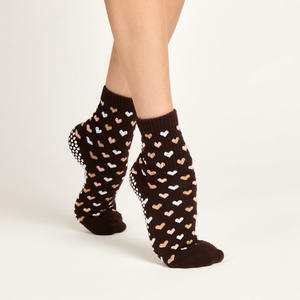 Chaussettes de trampoline antidérapantes personnalisées avec logo, pour Pilates, yoga, compression, tube, motif cœur, printemps-été - Product Image 2