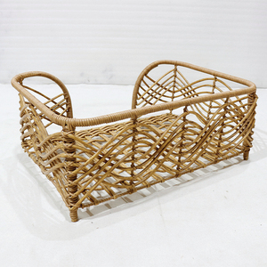 Rectangular Woven Fiber Pet <b>Bed</b> With Geometric Pattern Breathable Removable Cushion Indoor <b>Dogs</b> <b>Sofa</b> Style - Product Image 6