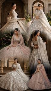 VISHNU K DESIGNS LAHENGA CHOLI DUPATTA SOFT BUTTER <b>FLY</b> <b>NET</b> CODING SEQUNCE EMBROIDERY WORK CANCAN CANVAS PATTA FLOOR-LENGTH - Product Image 2