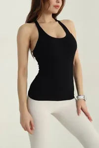 Débardeur femme gris uni durable et simple avec côtés froncés - Product Image 5