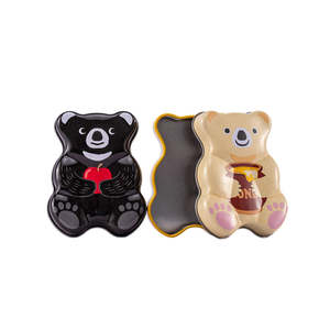 Boîte en métal Cookie Bear en stock, boîte en métal personnalisée avec embossage, boîte de rangement pour biscuits, conteneur en métal avec couvercle - Product Image 1