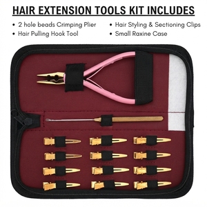 Kit d'outils portables en acier inoxydable de qualité chirurgicale pour extensions capillaires à micro-anneaux, comprenant des pinces à sertir pour anneaux nano à 2 trous et un crochet de sectionnement - Product Image 2