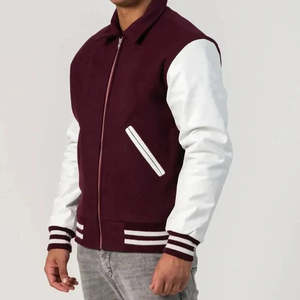 Veste universitaire en laine pour homme sur mesure, avec patch en chenille, manches en cuir, veste de baseball, veste de letterman, vente en gros OEM - Product Image 5