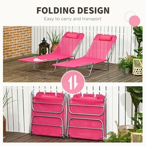 Set di 2 Sdraio Pieghevoli da Spiaggia con Seduta e Poggiatesta in Rete Traspirante per Prendere il Sole e Rilassarsi - Product Image 5
