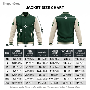 เสื้อแจ็คเก็ตวาร์ซิตี้ผู้ชายแบบสั่งทำพิเศษ ผ้าฝ้ายฟลีซ 320GSM ติดกระดุมด้านหน้า สไตล์ Letterman สำหรับเล่นเบสบอล ยี่ห้อ Thapur Sons - Product Image 6