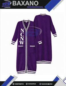 เสื้อคลุมคาร์ดิแกนลำลองสำหรับฤดูหนาวของชมรมนักเรียนหญิง NCNW สีม่วง ดีไซน์โดดเด่น ผลิตจากผ้าขนสัตว์/อะคริลิก เสื้อคลุมคาร์ดิแกนยาวสำหรับผู้หญิง - Product Image 4