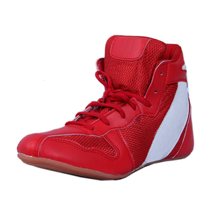 Red High Top Boxing <b>Shoes</b> Breathable Lace-Up Leather Kickboxing Training <b>Shoes</b> for Adults Martial Arts - Product Image 6